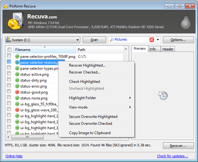 Retrieve deleted files